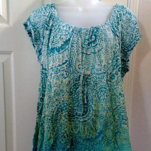 Axcess A Liz Claiborne Co. Blue/Green Top  Size  L